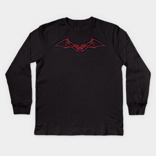 The Bat Man Logo (Red Transparent) Kids Long Sleeve T-Shirt